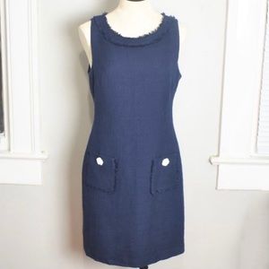 Karl Lagerfeld Paris Scoop Neck Tweed Shift Dress